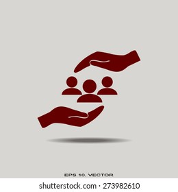 group of people and hand web icon