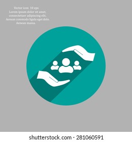 group of people and hand web icon. vector design