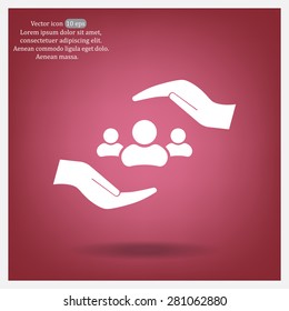 group of people and hand web icon. vector design
