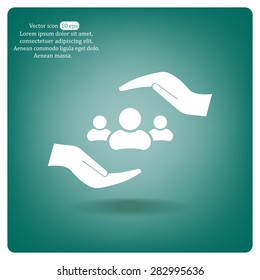 group of people and hand web icon. vector design