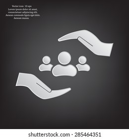 group of people and hand web icon. vector design