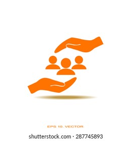 group of people and hand web icon