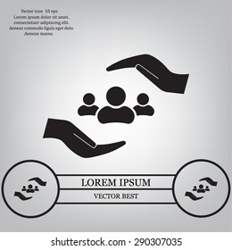 group of people and hand web icon. vector design