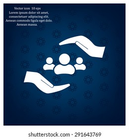 group of people and hand web icon. vector design