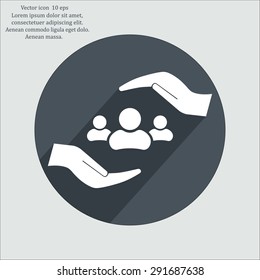 group of people and hand web icon. vector design