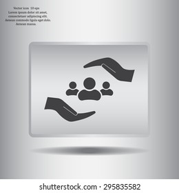 group of people and hand web icon. vector design