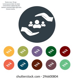 group of people and hand web icon. vector design
