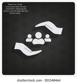 group of people and hand web icon. vector design