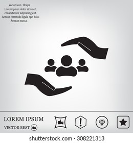 group of people and hand web icon. vector design