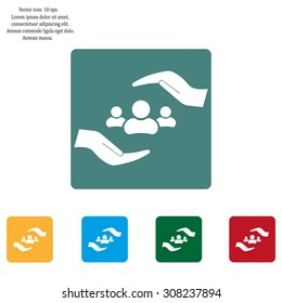 group of people and hand web icon. vector design