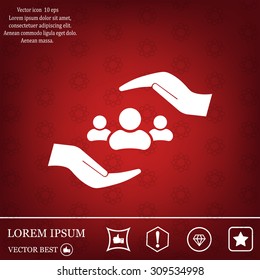 group of people and hand web icon. vector design