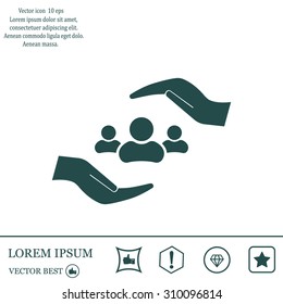 group of people and hand web icon. vector design