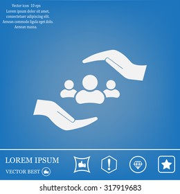 group of people and hand web icon. vector design