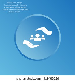 group of people and hand web icon. vector design