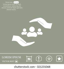 group of people and hand web icon. vector design