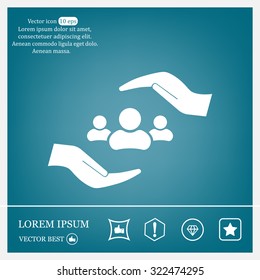 group of people and hand web icon. vector design