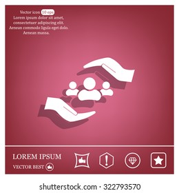 group of people and hand web icon. vector design