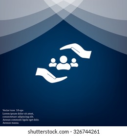 group of people and hand web icon. vector design