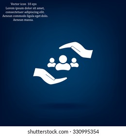 group of people and hand web icon. vector design