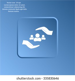 group of people and hand web icon. vector design