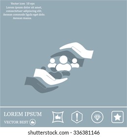 group of people and hand web icon. vector design