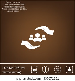 group of people and hand web icon. vector design
