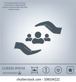 group of people and hand web icon. vector design