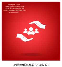 group of people and hand web icon. vector design