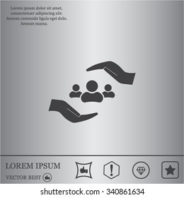 group of people and hand web icon. vector design