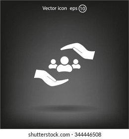 group of people and hand web icon, vector design