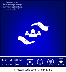 group of people and hand web icon. vector design