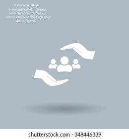 group of people and hand web icon. vector design