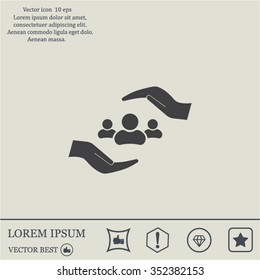group of people and hand web icon. vector design
