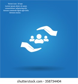 group of people and hand web icon. vector design