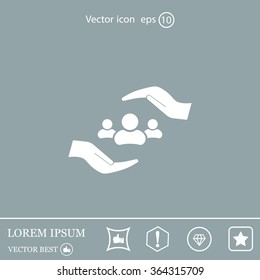 group of people and hand web icon. vector design
