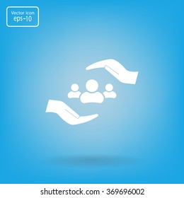 group of people and hand web icon. vector design