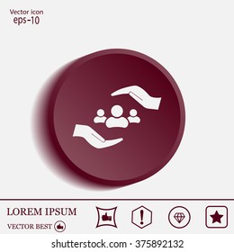 group of people and hand web icon. vector design