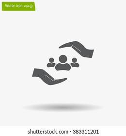 group of people and hand web icon. vector design