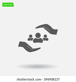 group of people and hand web icon. vector design