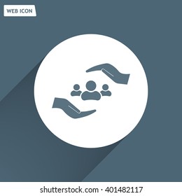 group of people and hand web icon. vector design