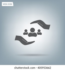 group of people and hand web icon. vector design
