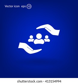 group of people and hand web icon. vector design