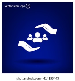 group of people and hand web icon. vector design