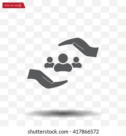 group of people and hand web icon. vector design