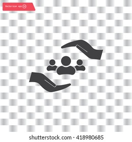 group of people and hand web icon. vector design