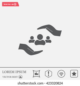 group of people and hand web icon. vector design