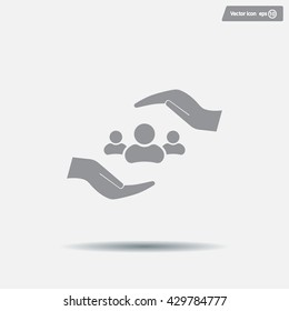 group of people and hand web icon. vector design