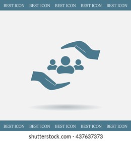 group of people and hand web icon. vector design