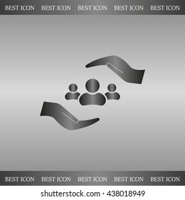 group of people and hand web icon. vector design