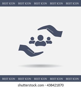 group of people and hand web icon. vector design